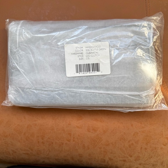 REBECCA MINKOFF LOU CROC EMBOSSED CLUTCH BOTTLE GREEN W GUNMETAL HARDWARE NWT - Picture 11 of 12